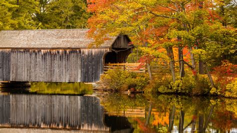 Covered Bridge In Fall Free Stock Photo - Public Domain Pictures