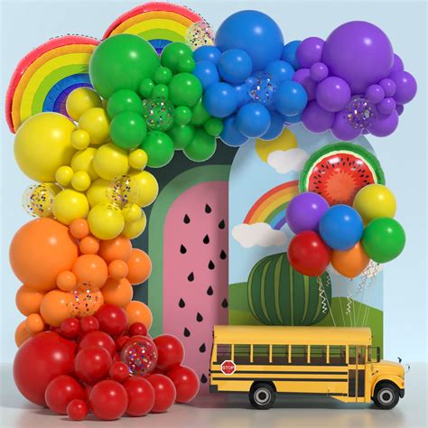 Buy Janinus Rainbow Balloon Arch Kit Colorful Balloons 135Pcs Cocomelon Balloon Garland with ...