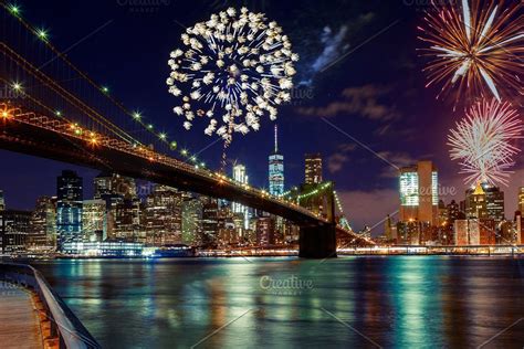 Fireworks over manhattan new york featuring skyscraper, fireworks, and ...