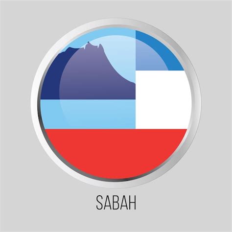 Premium Vector | Vector button flag of Sabah State of Malaysia on round ...