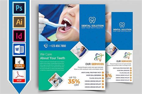 Dental Flyer Template Vol-03 (360310) | Flyers | Design Bundles | Flyer template, Flyer, Templates