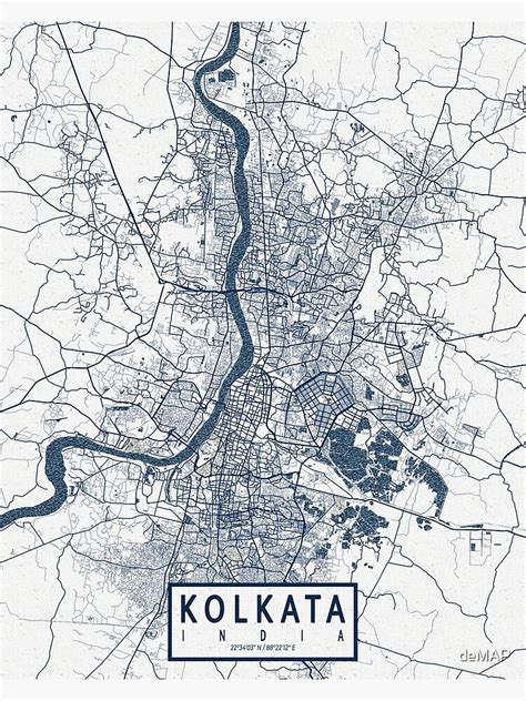 Kolkata City Map of India - Coastal Poster by deMAP | India map, City map, Coastal