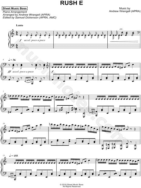 Sheet Music Boss "Rush E" Sheet Music (Piano Solo) in A Minor - Download & Print - SKU: MN0239022