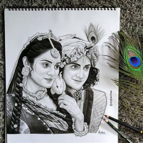 pencil drawings of lord krishna and radha - place-value-patterns-4th-grade