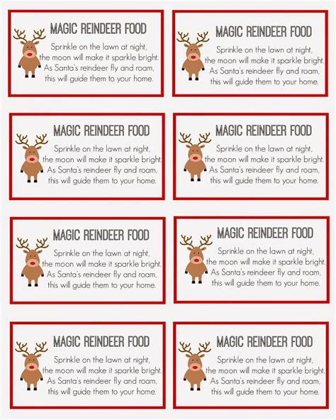 Free Printable Reindeer Food Label When I Don't Have Colored Ink, I Print The Black And White ...