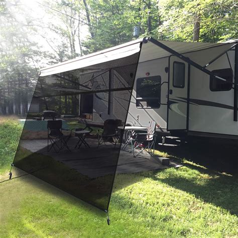 Buy EXCELFU RV Awning Shade Screen with Zipper 10' x 9' - Black Mesh UV Blocker Sun Shade ...