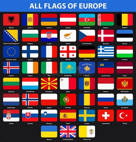 Flags of All Countries of Europe. Flat Style Stock Vector ...