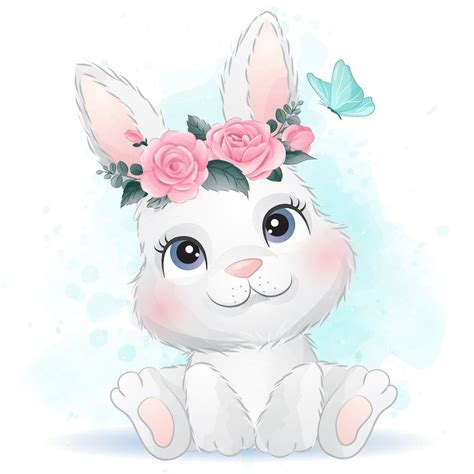 Cute Little Bunny Clipart With Watercolor Illustration | Etsy in 2022 | Baby animal drawings ...