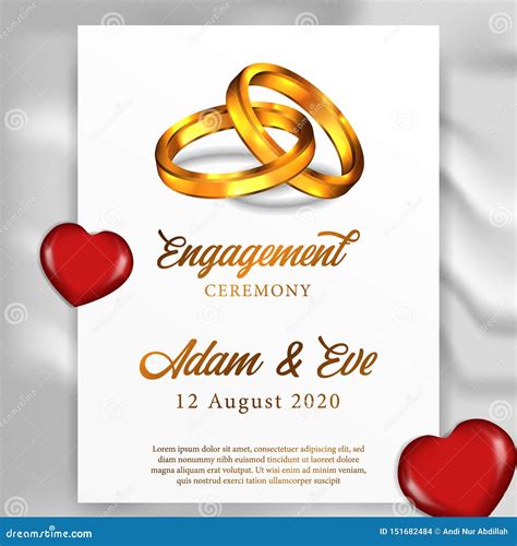 3D Couple Golden Ring For Poster Template Engagement Ceremony Party ...