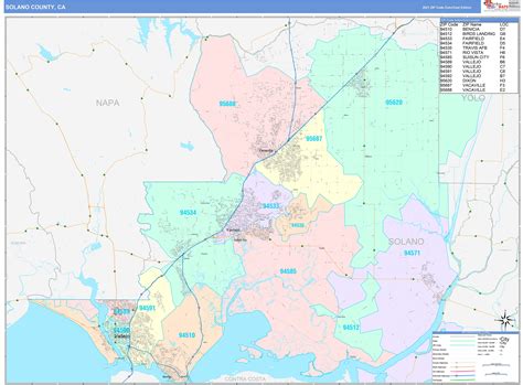 Solano County, CA Wall Map Color Cast Style by MarketMAPS