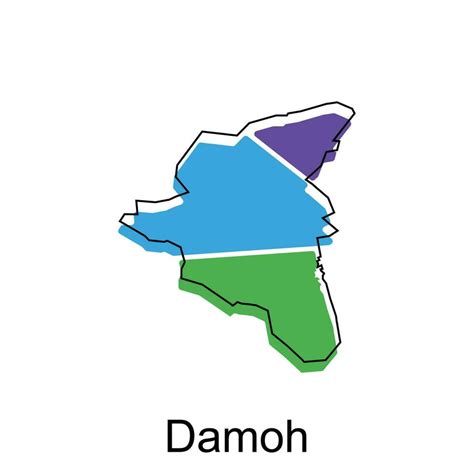 Map of Damoh modern geometric illustration, map of India country vector ...