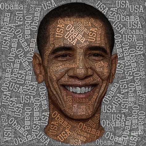 Obama Typography Text Art Painting by Boon Mee