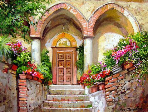 Church courtyard - South of Italy Painting by Francesco Mangialardi