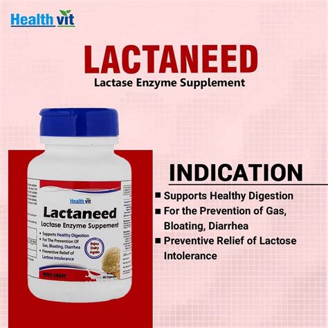 Buy HEALTHVIT LACTANEED LACTASE ENZYME SUPPLEMENT 300MG FOR LACTOSE INTOLERANCE - 60 CAPSULES ...