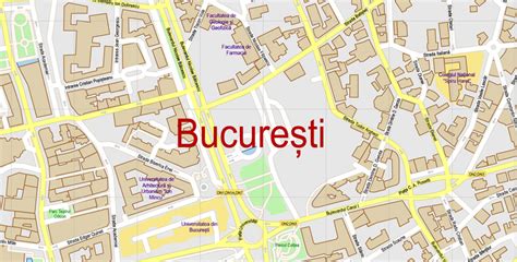 Bucharest Romania Map Vector Exact City Plan detailed Street Map Adobe Illustrator in layers