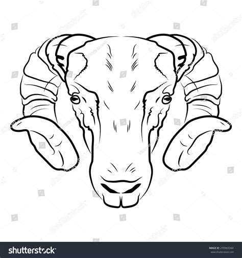 Ram Head Logo Icon White Mascot Stock Vector (Royalty Free) 270969344