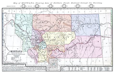 1882 Montana Territory Map Print Antique Historic Vintage Poster Great Gift for Housewarming ...