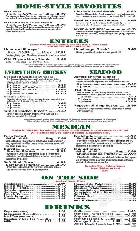 Family Table Restaurant menus in Spencer, Iowa, United States