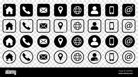 Contact information icons set. Vector illustration isolated on transparent background Stock ...