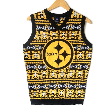 NFL Licensed Pittsburgh Steelers Tacky Ugly Christmas Sweater Vest - The Ugly Sweater Shop