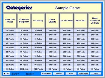 Jeopardy Type Games - Categories Game Maker Software by Multimedia Science