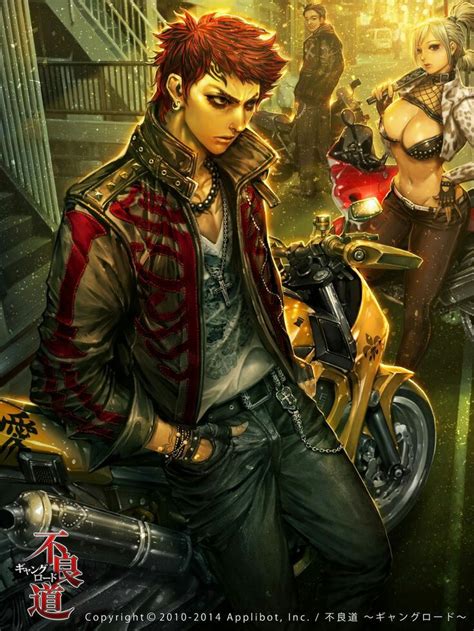 Bad ass Japanese biker gang illustration. Rpg Character, Character ...