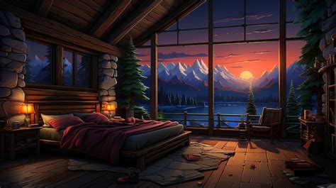 Premium AI Image | 2D Cartoon Bedroom Background for VTubing