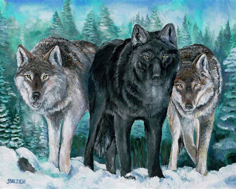 Winter Wolves Painting by Joe Baltich - Fine Art America