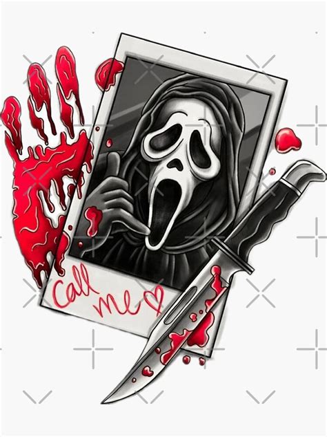 "Call me mr ghostface " Sticker for Sale by Flowerybliss | Redbubble