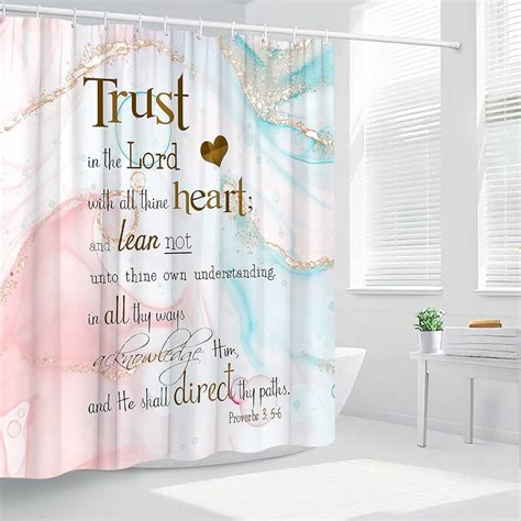 Amazon.com: Marble Shower Curtains Inspirational Quotes Abstract Pink Blue Colorful Modern ...