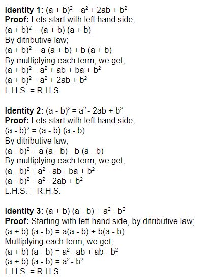 Algebraic Identities For Class 8 - Formulas And Proofs