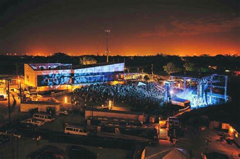 an aerial view of a concert venue at night