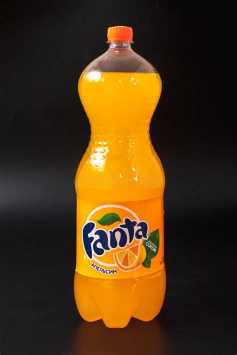 Gomel, Belarus - February 2017: Fanta Drink in a Plastic Bottle on a Black Background. Editorial ...