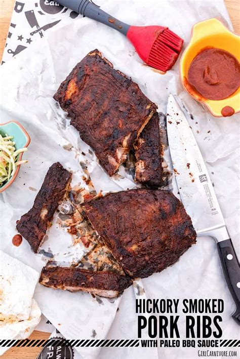 Hickory Smoked Pork Ribs with Paleo BBQ Sauce - girl carnivore