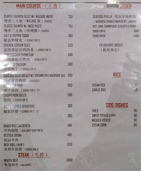 Menu at 1919 Grand Cafe, Manila