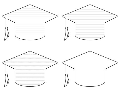 Free Printable Graduation Cap-Shaped Writing Templates