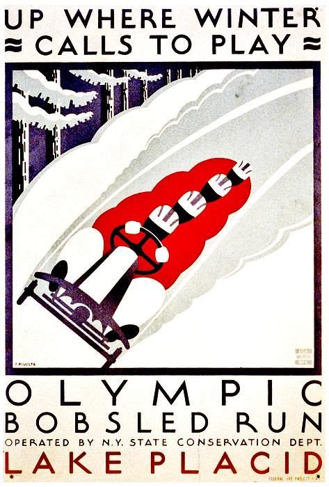 Vintage Poster - Lake Placid Bobsled by Benjamin Yeager | Lake placid bobsled, Lake placid ...