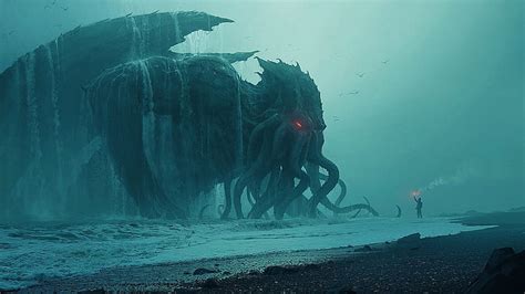 HD wallpaper: Fantasy, Cthulhu, Beach, Creature, Sea Monster | Wallpaper Flare