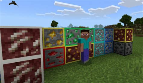 Download New Ore Texture Pack for Minecraft PE: more noticeable blocks