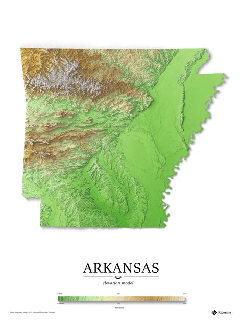 Arkansas Elevation Map with Exaggerated Shaded Relief [OC] : r/Arkansas