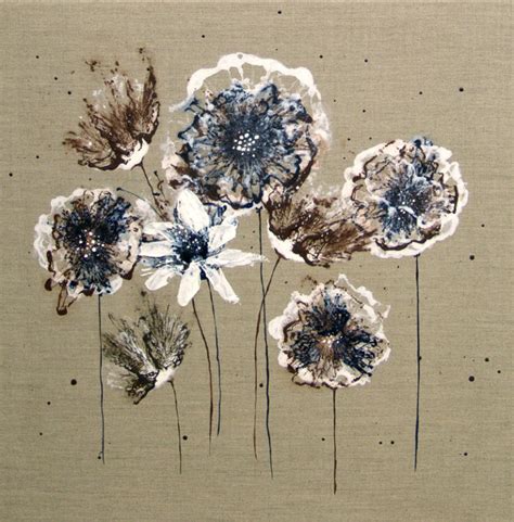 Abstract Flower Art Painting Neutral Decor Canvas Original Wall Art Catherine Jeltes - Acrylic ...