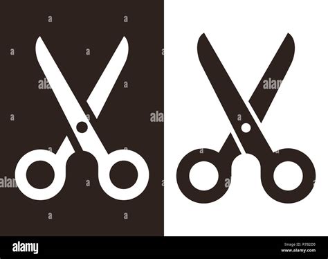 Scissors icon set in black and white Stock Photo - Alamy