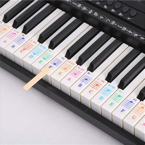 Piano Keyboard Notes Stickers for 25/49/61/54/88 Key Keyboards,Transparent Removable Music Piano ...