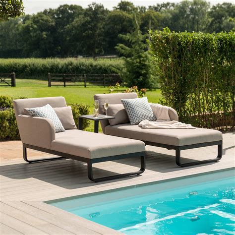 All Weather Fabric Double Sun Lounger Set - Taupe