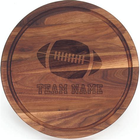 Sports Engraved 16" Round Walnut Cutting Board w/Laser Engraved Signatures - Cutting Board ...