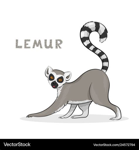 A cute cartoon lemur Royalty Free Vector Image