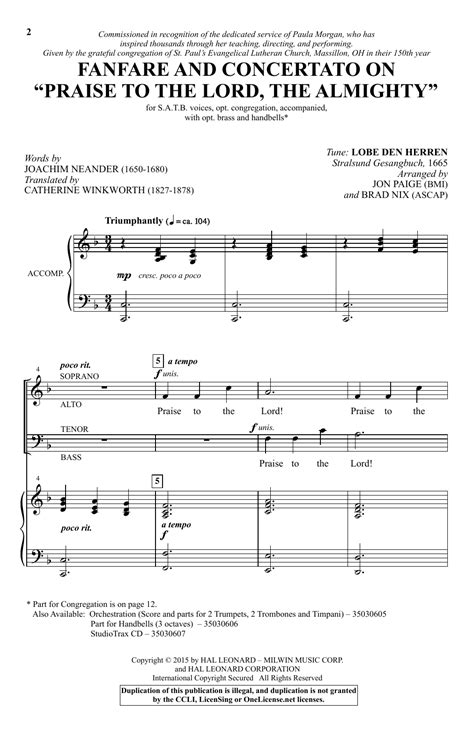 Praise To The Lord, The Almighty by Brad Nix Sheet Music for Choir at Sheet Music Direct