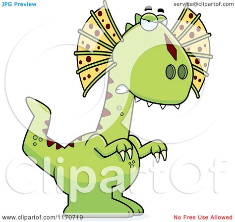 Cartoon of an Angry Dilophosaurus Dinosaur - Royalty Free Vector Clipart by Cory Thoman #1170719