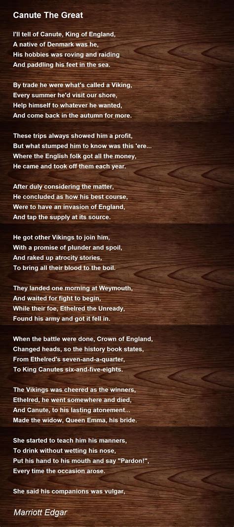 Canute The Great - Canute The Great Poem by Marriott Edgar