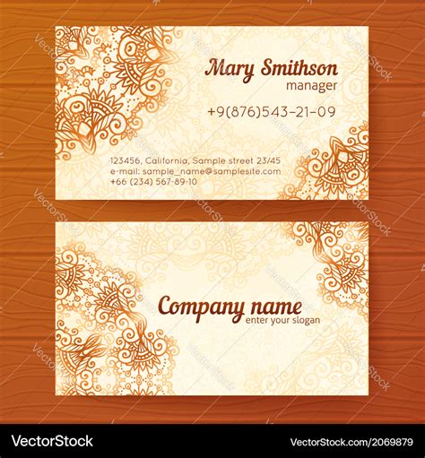 Ornate vintage business cards template Royalty Free Vector